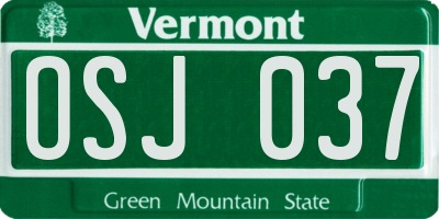 VT license plate OSJ037