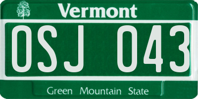 VT license plate OSJ043