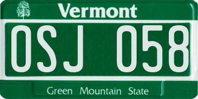 VT license plate OSJ058