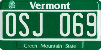 VT license plate OSJ069