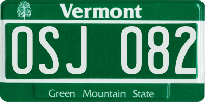 VT license plate OSJ082