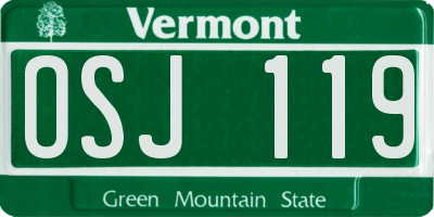 VT license plate OSJ119