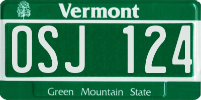 VT license plate OSJ124