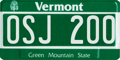 VT license plate OSJ200