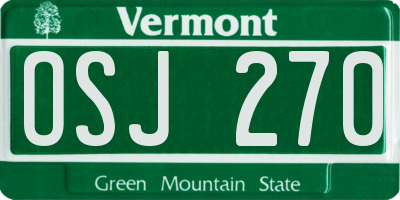 VT license plate OSJ270