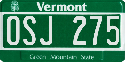 VT license plate OSJ275
