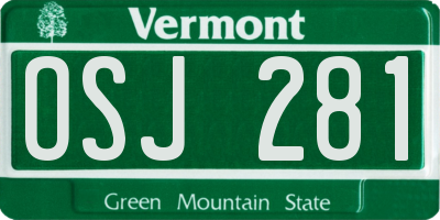 VT license plate OSJ281