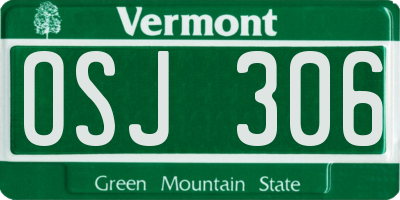 VT license plate OSJ306