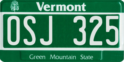 VT license plate OSJ325