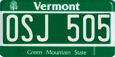 VT license plate OSJ505