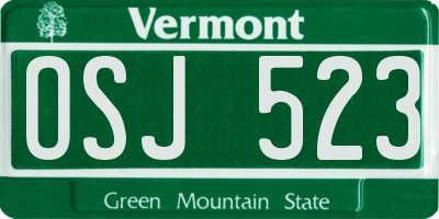 VT license plate OSJ523