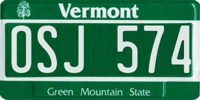 VT license plate OSJ574