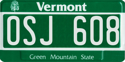 VT license plate OSJ608