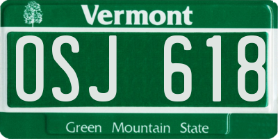 VT license plate OSJ618