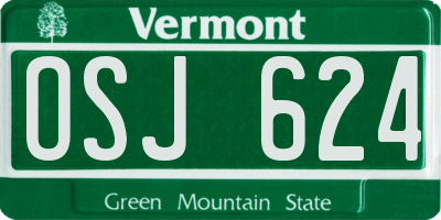 VT license plate OSJ624