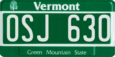 VT license plate OSJ630