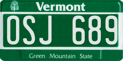 VT license plate OSJ689