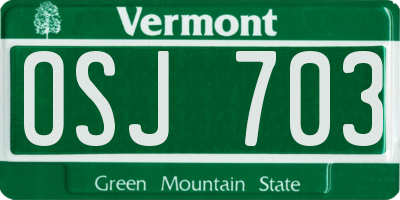 VT license plate OSJ703