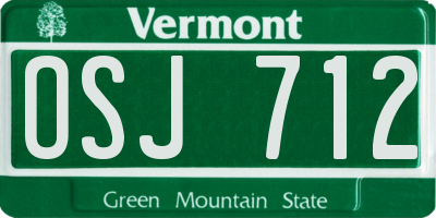 VT license plate OSJ712