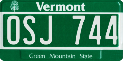 VT license plate OSJ744