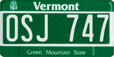 VT license plate OSJ747