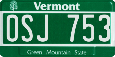 VT license plate OSJ753