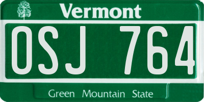 VT license plate OSJ764