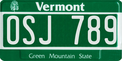 VT license plate OSJ789