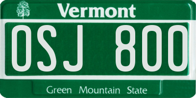 VT license plate OSJ800