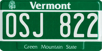 VT license plate OSJ822