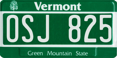 VT license plate OSJ825