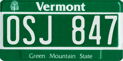 VT license plate OSJ847