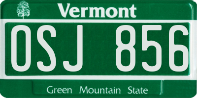 VT license plate OSJ856