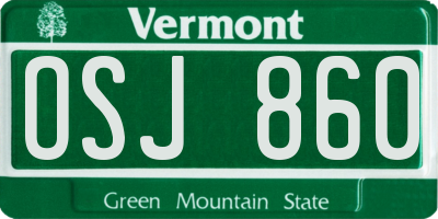 VT license plate OSJ860