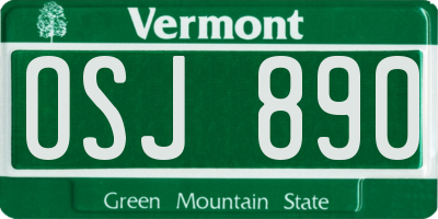 VT license plate OSJ890