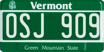 VT license plate OSJ909