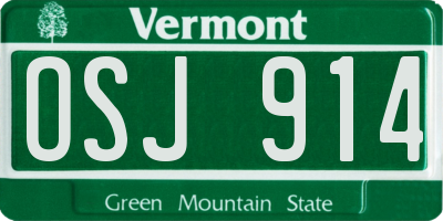VT license plate OSJ914