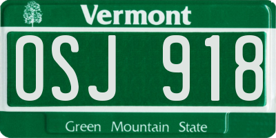 VT license plate OSJ918