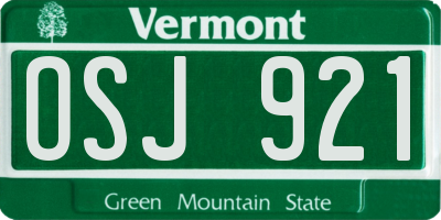VT license plate OSJ921
