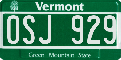 VT license plate OSJ929
