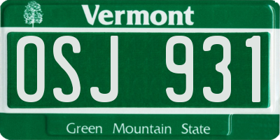 VT license plate OSJ931