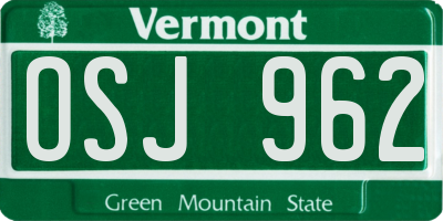 VT license plate OSJ962