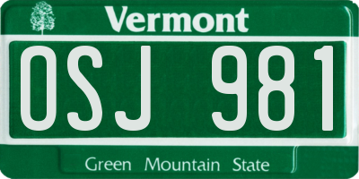 VT license plate OSJ981