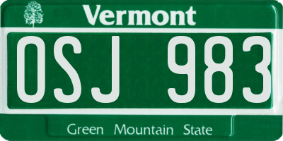 VT license plate OSJ983