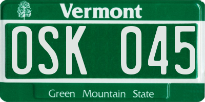 VT license plate OSK045