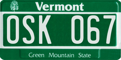 VT license plate OSK067