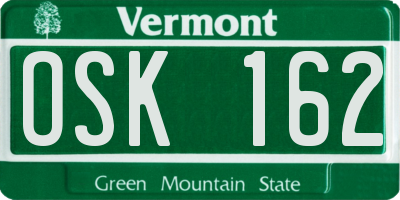 VT license plate OSK162