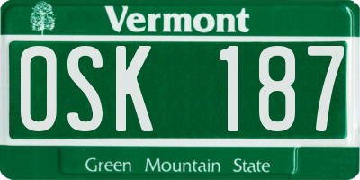 VT license plate OSK187