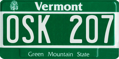 VT license plate OSK207