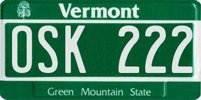 VT license plate OSK222